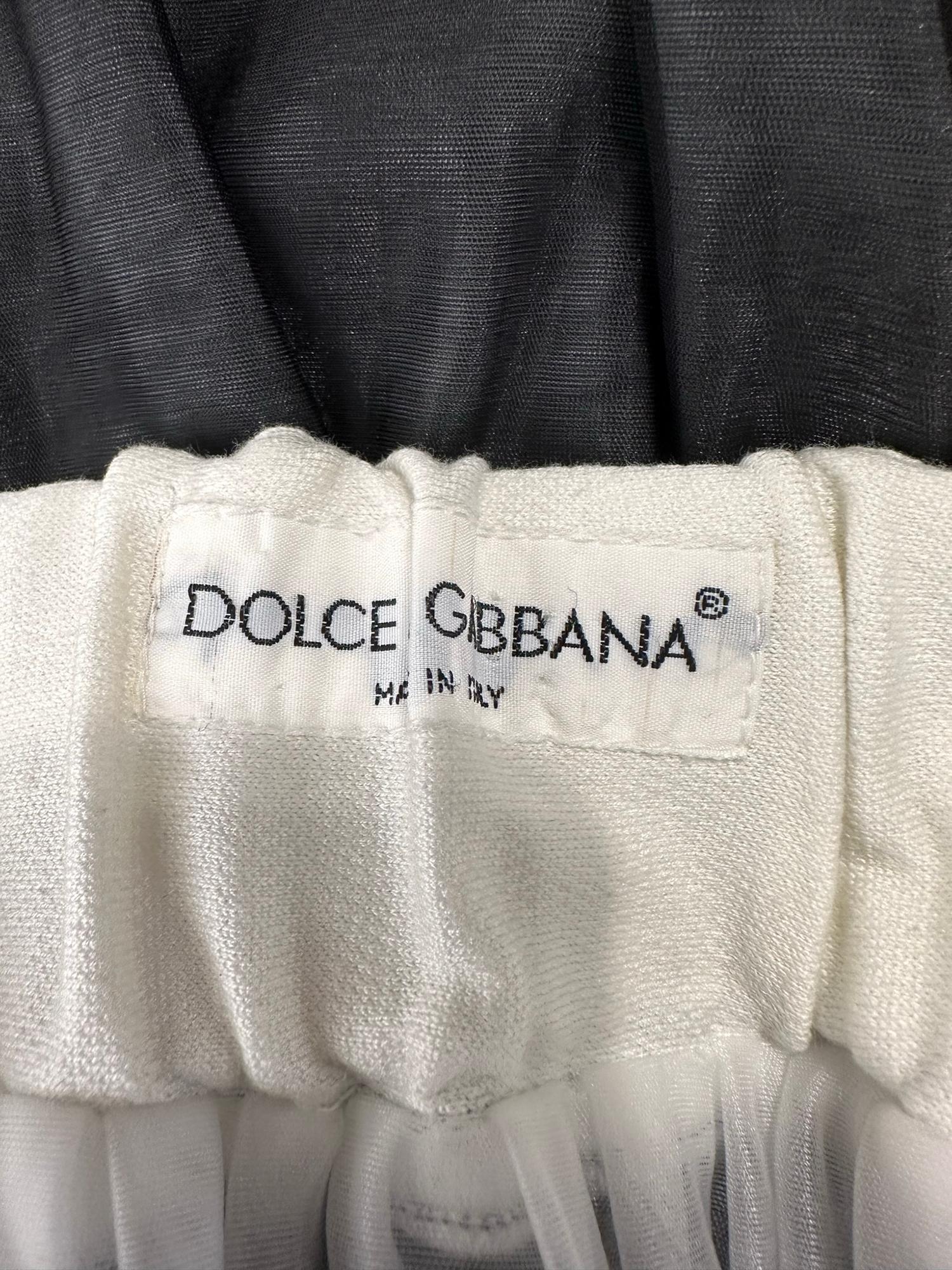 Dolce & Gabbana Sheer Black & White Nylon Athleisure Over size Top & Maxi Skirt  For Sale 10
