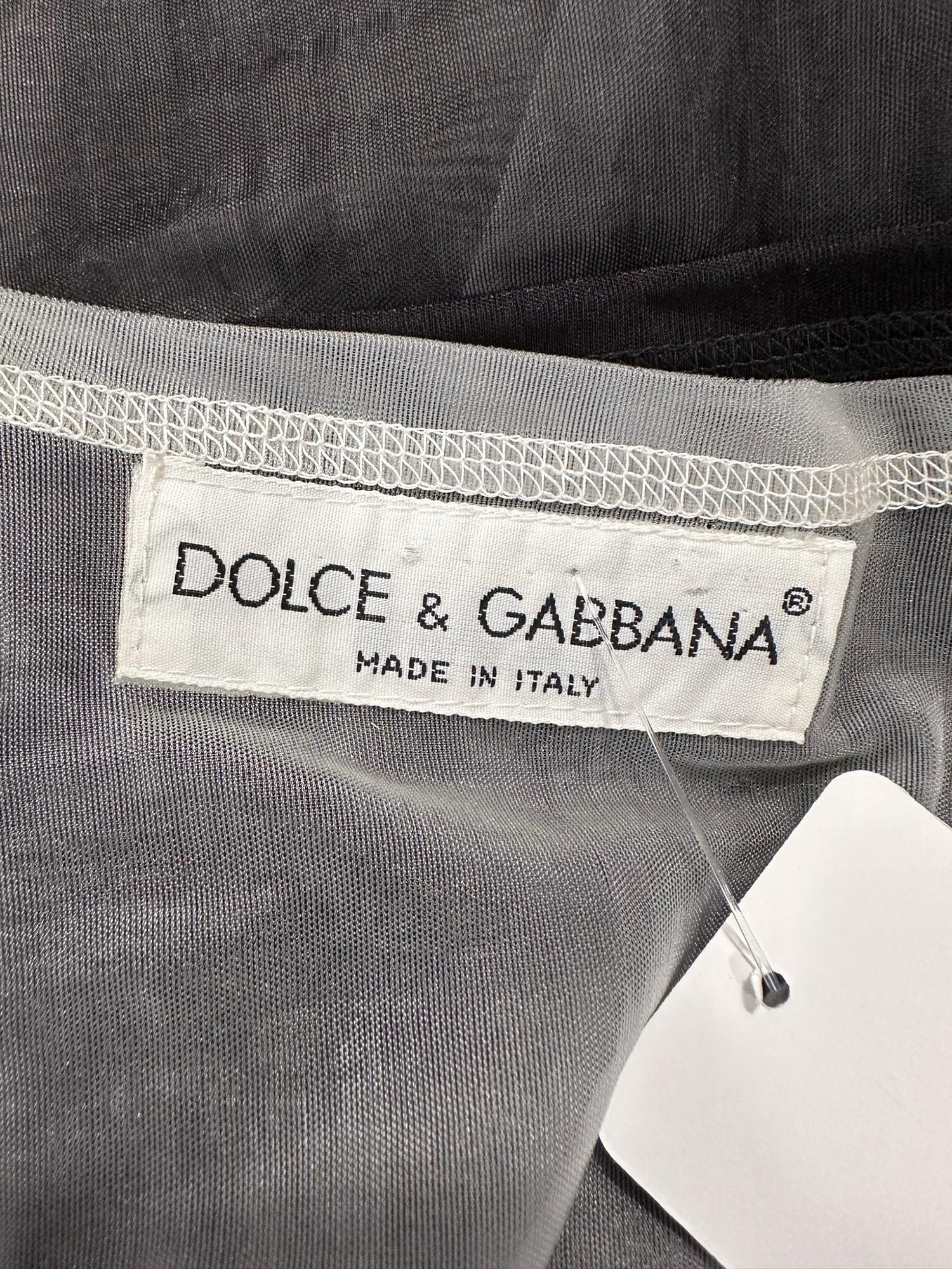 Dolce & Gabbana Sheer Black & White Nylon Athleisure Over size Top & Maxi Skirt  en vente 10