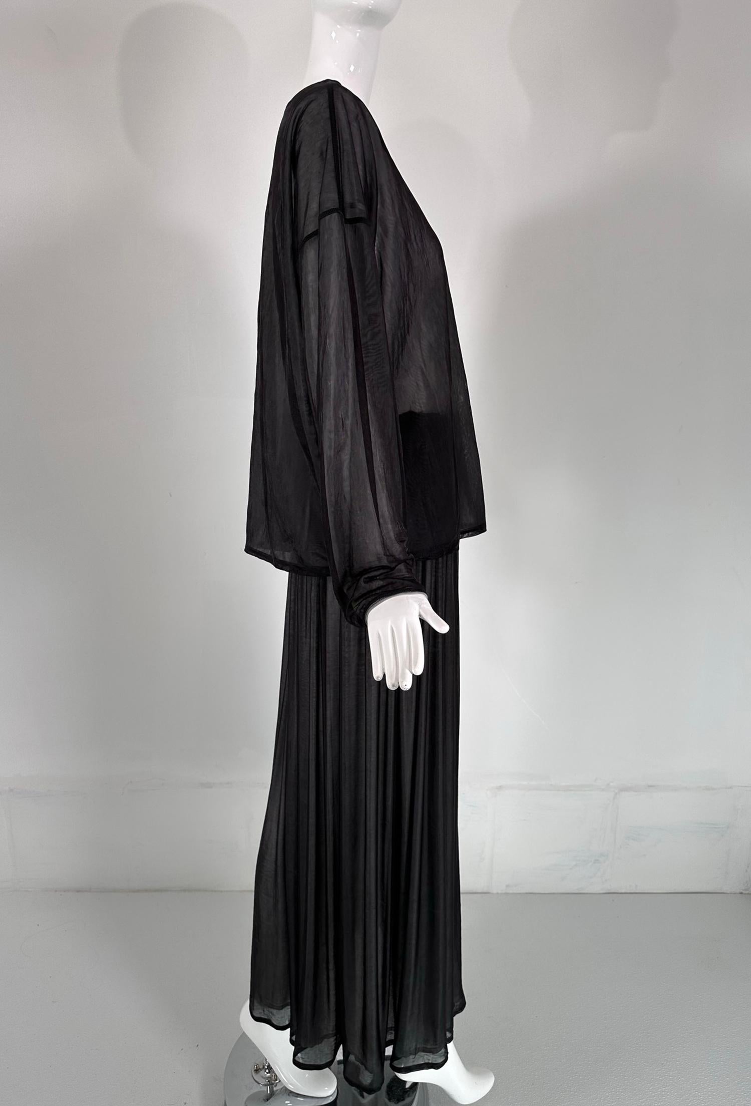 Women's or Men's Dolce & Gabbana Sheer Black & White Nylon Athleisure Over size Top & Maxi Skirt  For Sale