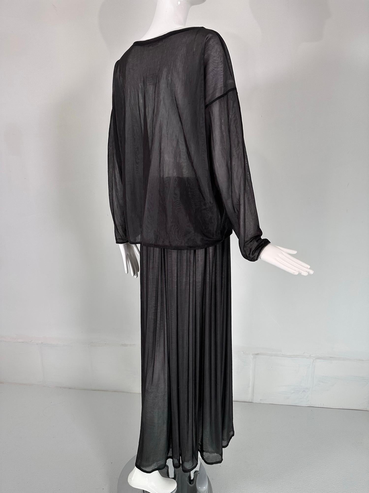 Dolce & Gabbana Sheer Black & White Nylon Athleisure Over size Top & Maxi Skirt  For Sale 2
