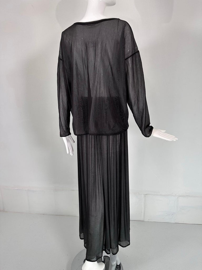 Dolce and Gabbana Sheer Black and White Nylon Athleisure Over size Top and Maxi  Skirt at 1stDibs