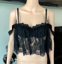 Dolce & Gabbana Sheer Lace Black Bustier Bra Bralette Crop Top