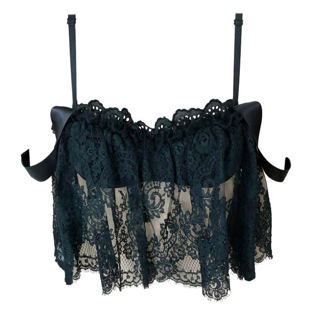 Dolce and Gabbana Vintage Sheer Mesh Lace Eyelet Button-Up Black Top ...