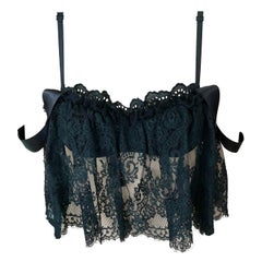 Dolce & Gabbana Sheer Lace Black Bustier Bra Bralette Crop Top