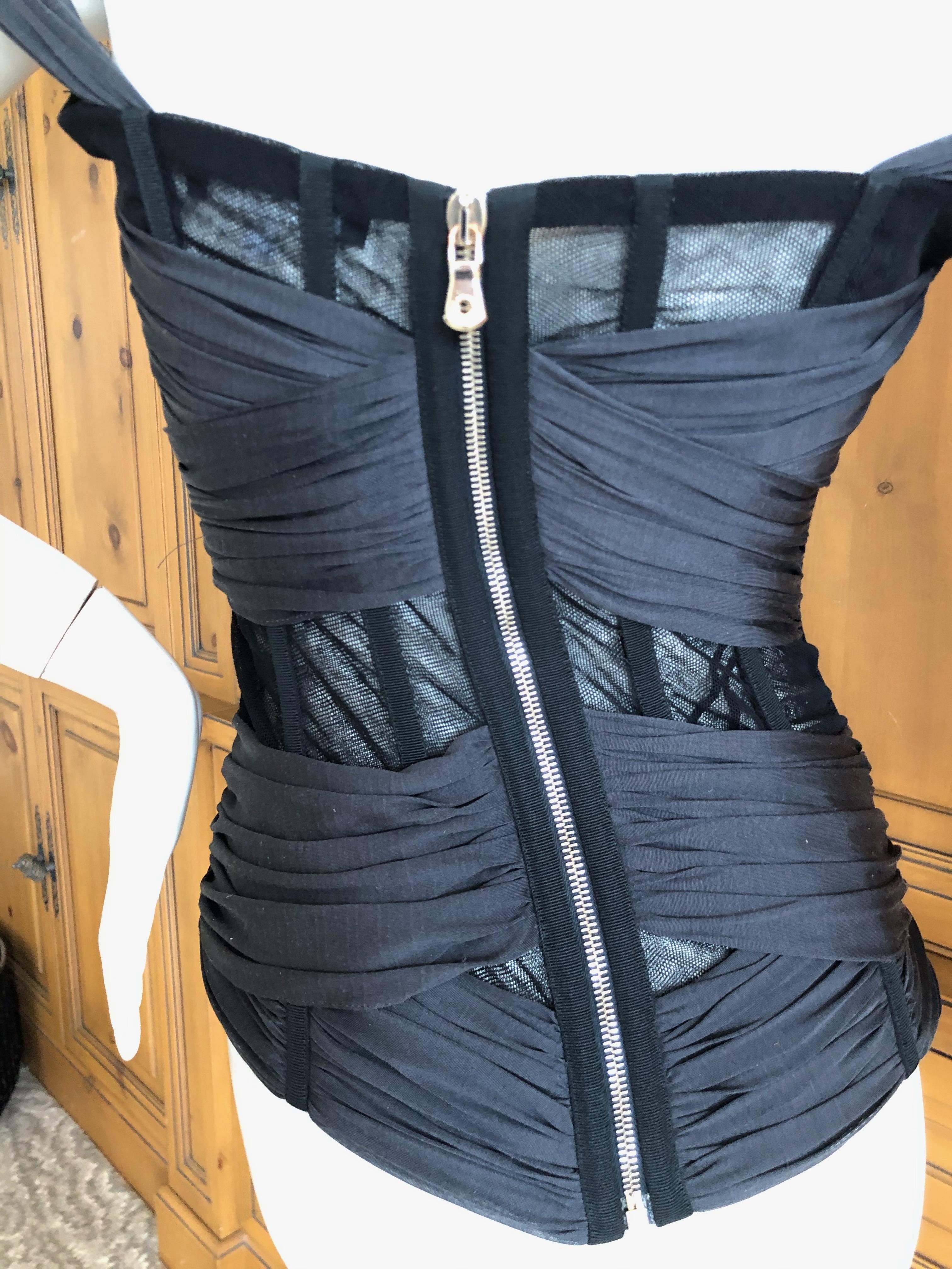 Women's  Dolce & Gabbana Sheer Vintage Black Net Draped Corset For Sale