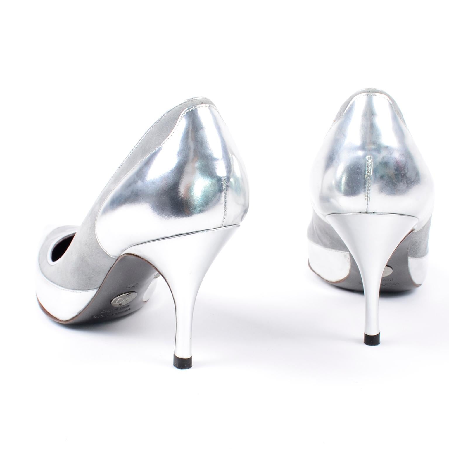 shiny silver heels
