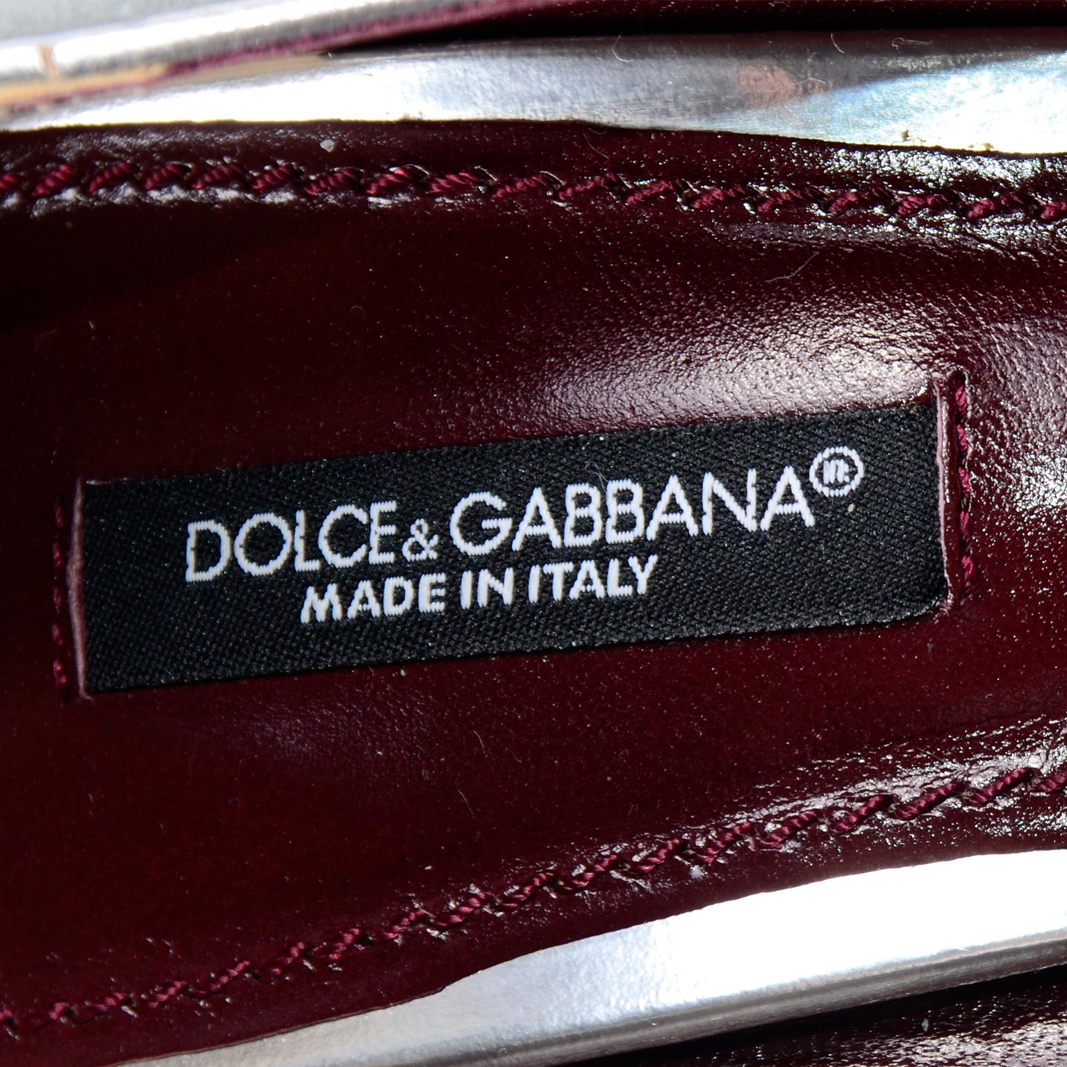 Dolce & Gabbana Shoes in Silver Leather & Suede & Pointed Toes w Heels For Sale 2