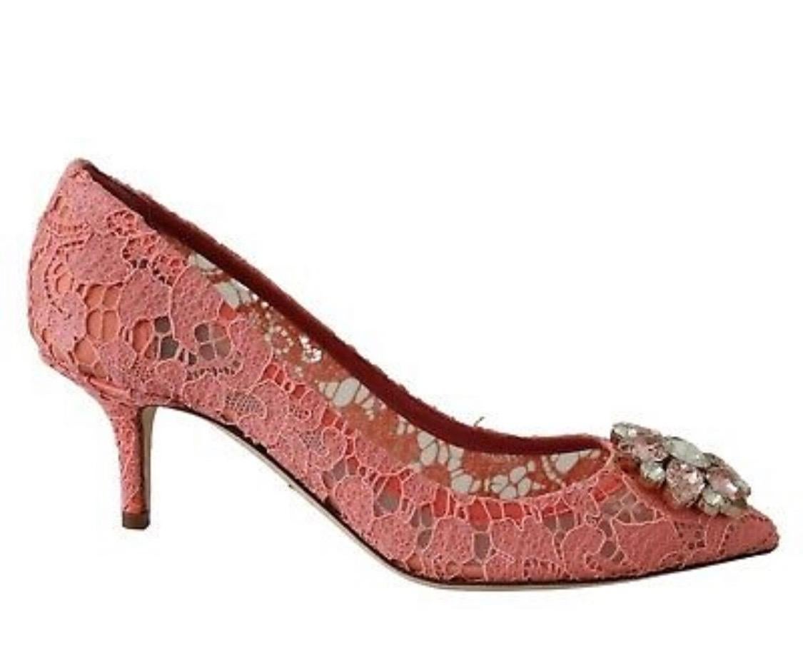 Sparen Sie 25% Dolce & Gabbana Spitze Pumps Aus Taormina-Spitze Mit Kristallen in Schwarz Damen Schuhe Absätze Schuhe mit flachen und mittelhohen Absätzen 