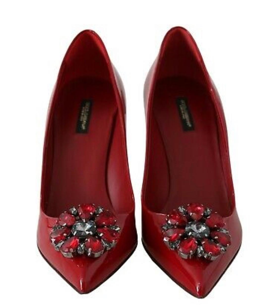 Dolce & Gabbana Shoes Red Leather Patent Pumps Heels EU39 3