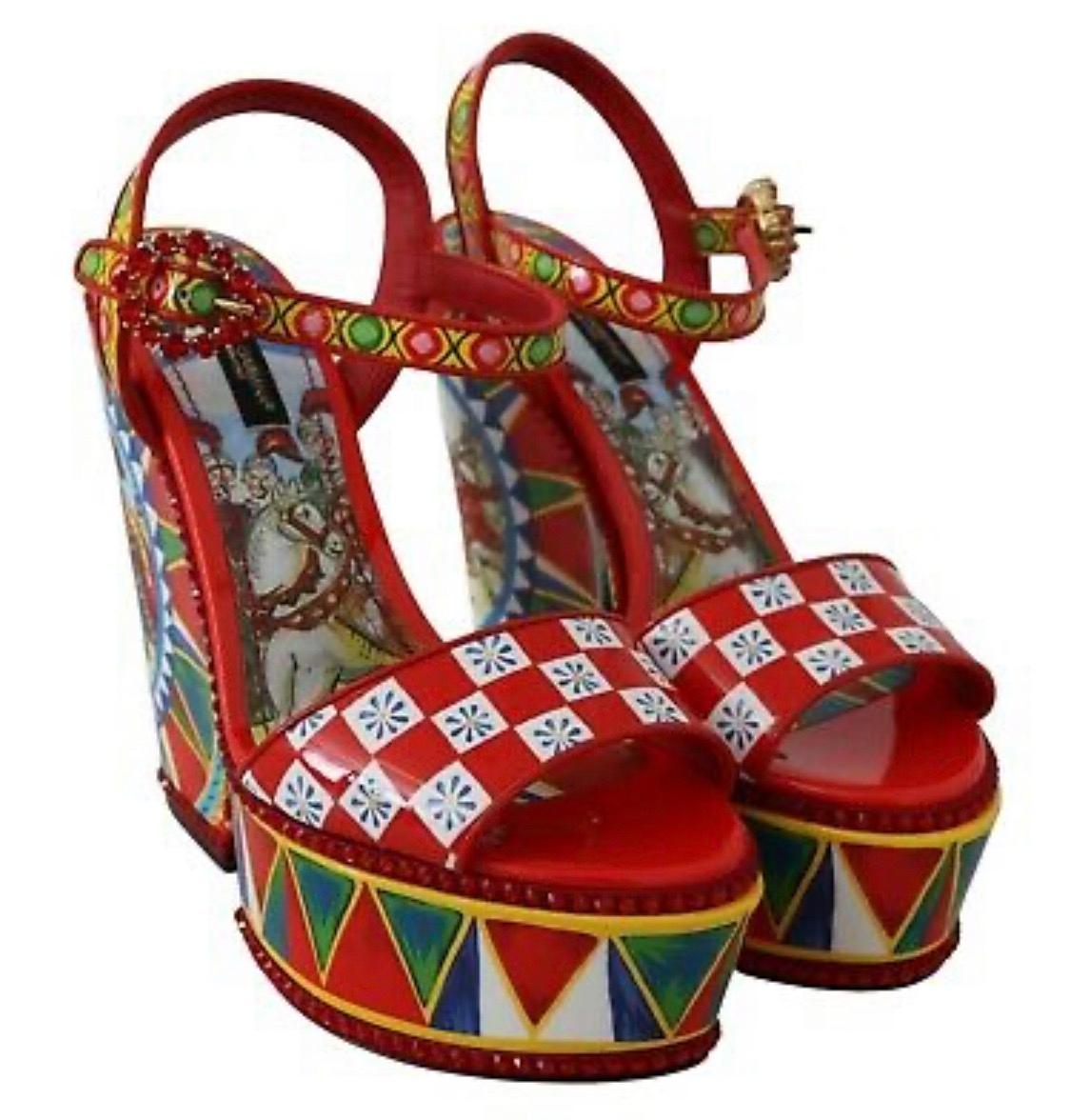 Women's Dolce & Gabbana Shoes Sandals Leather Carretto Crystal EU37