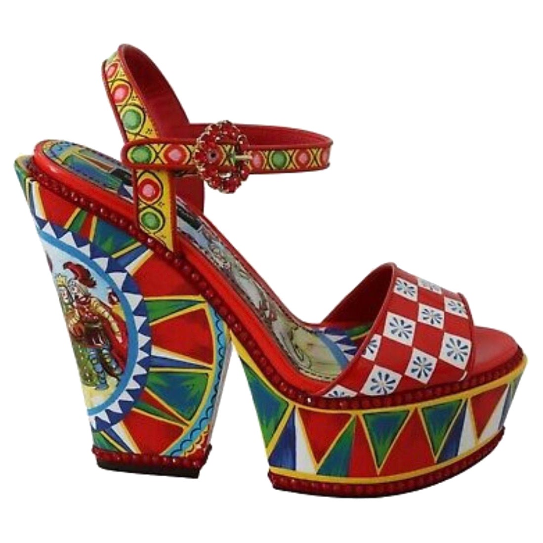 Dolce & Gabbana Shoes Sandals Leather Carretto Crystal EU37