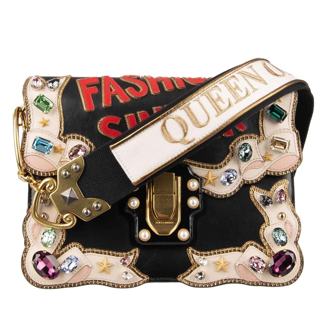 - Jeweled shoulder bag LUCIA Fashion Sinner with multicolor crystals, studs, DG logo and embroidered 