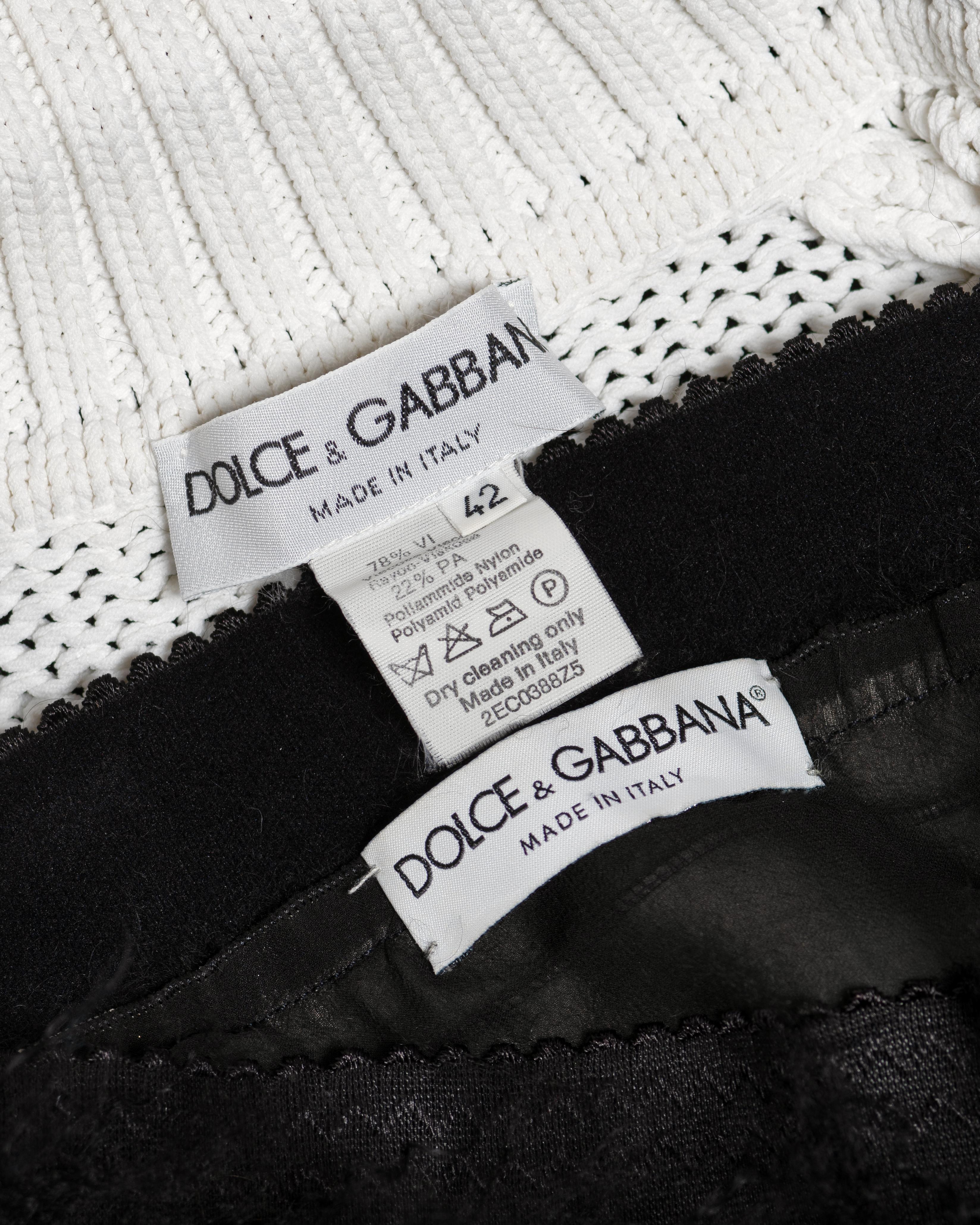 Dolce & Gabbana Shrunken Knit Cardigan and Mongolian Lamb Maxi Skirt, FW 1999 For Sale 9