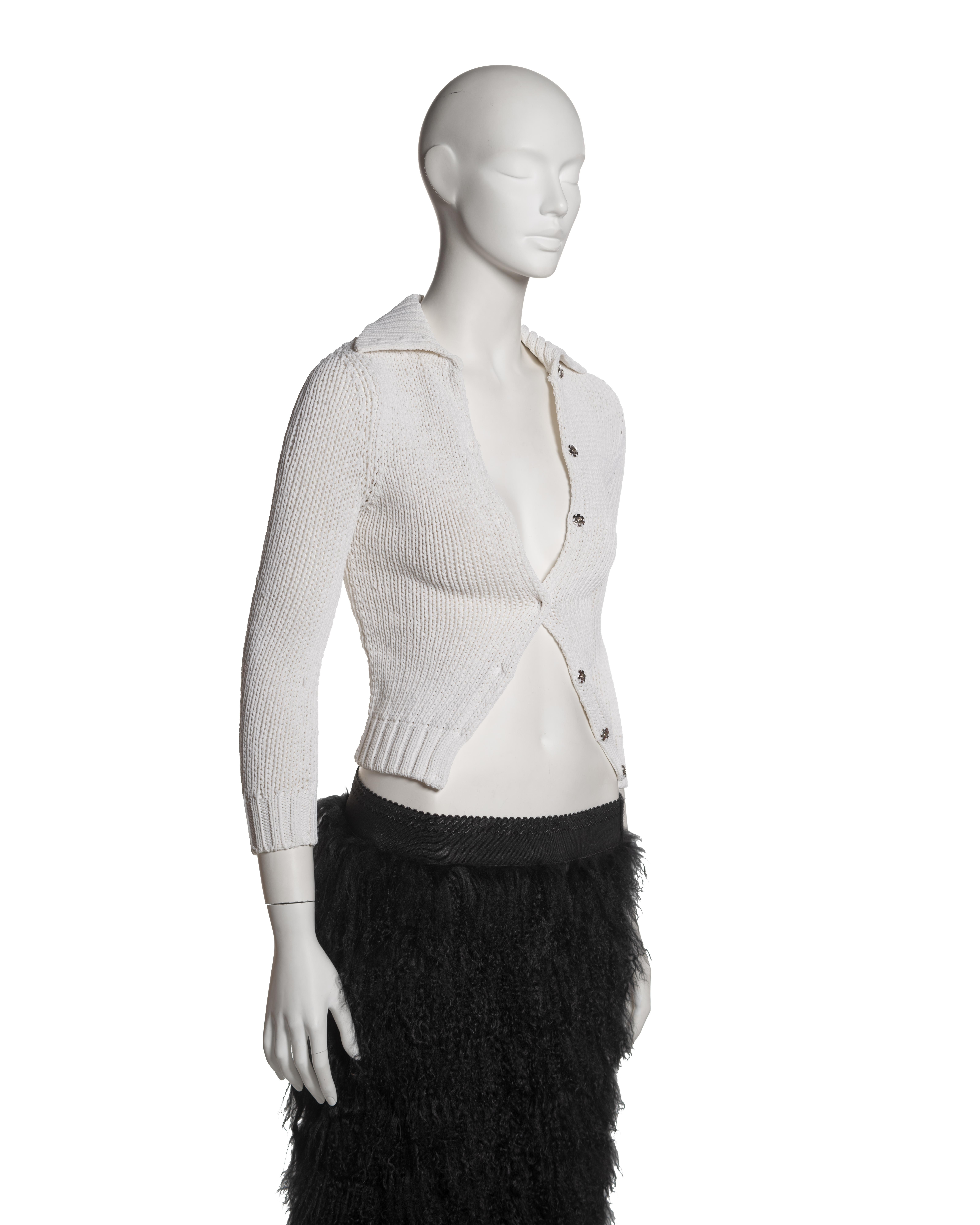 Dolce & Gabbana Shrunken Knit Cardigan and Mongolian Lamb Maxi Skirt, FW 1999 For Sale 2