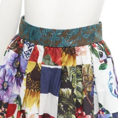 DOLCE GABBANA Sicilian Patchwork floral patchwork brocade waist skirt IT38 XS