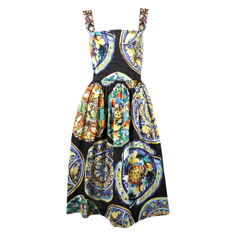 DOLCE and GABBANA 'Sicilian' printed cotton dress at 1stDibs | sicilian  print dress, dolce gabbana sicilian dress, dolce and gabbana sicily dress