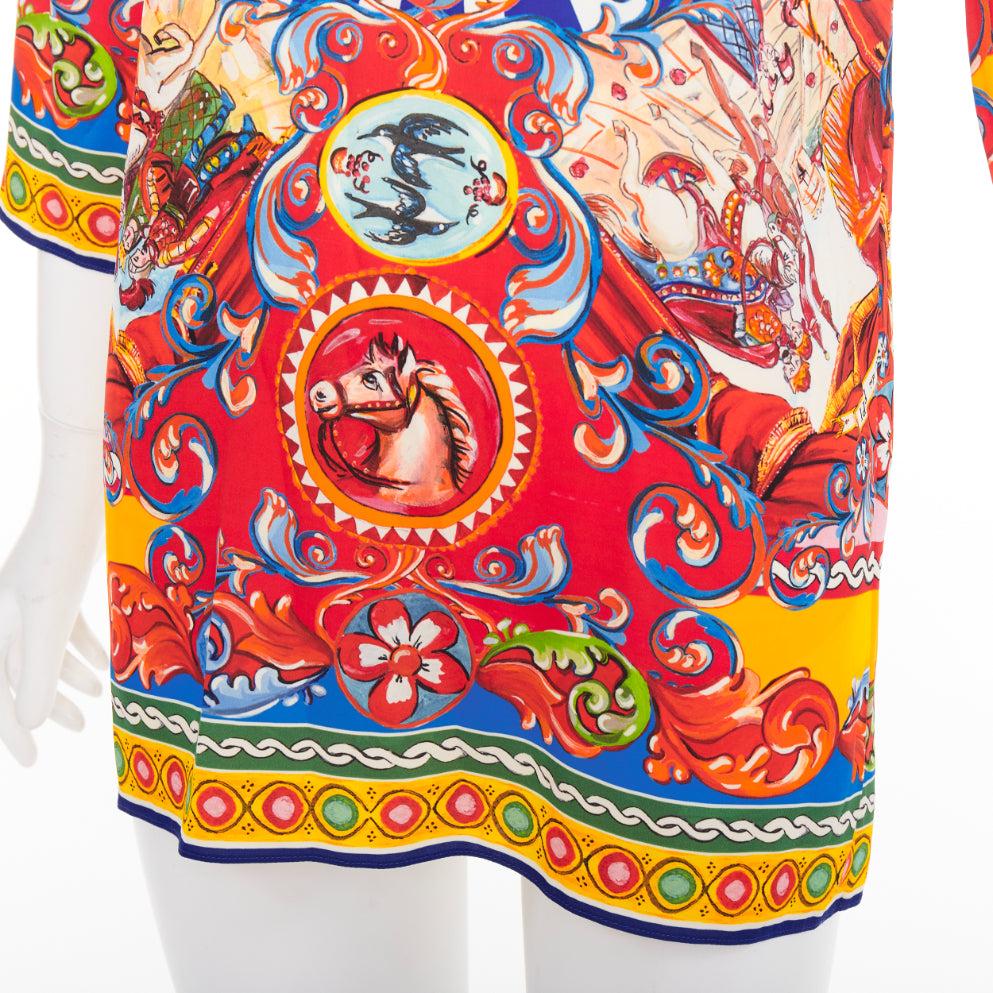 DOLCE GABBANA Sicilian Teatro Carretto rosso multicolore in misto seta IT38 in vendita 2