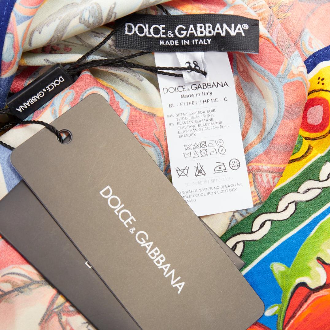 DOLCE GABBANA Sicilian Teatro Carretto rosso multicolore in misto seta IT38 in vendita 3
