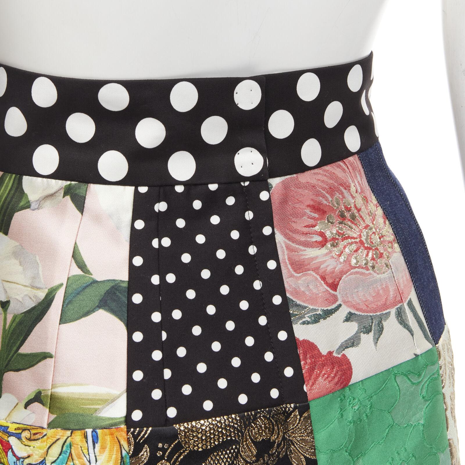 DOLCE GABBANA Sicililan Patchwork multi floral jacquard short skirt IT38 XS For Sale 2