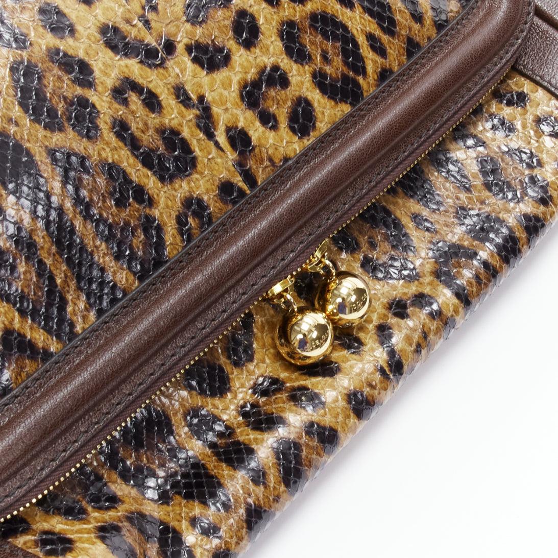 DOLCE GABBANA Sicily brown leopard print scaled leather satchel bag For Sale 2