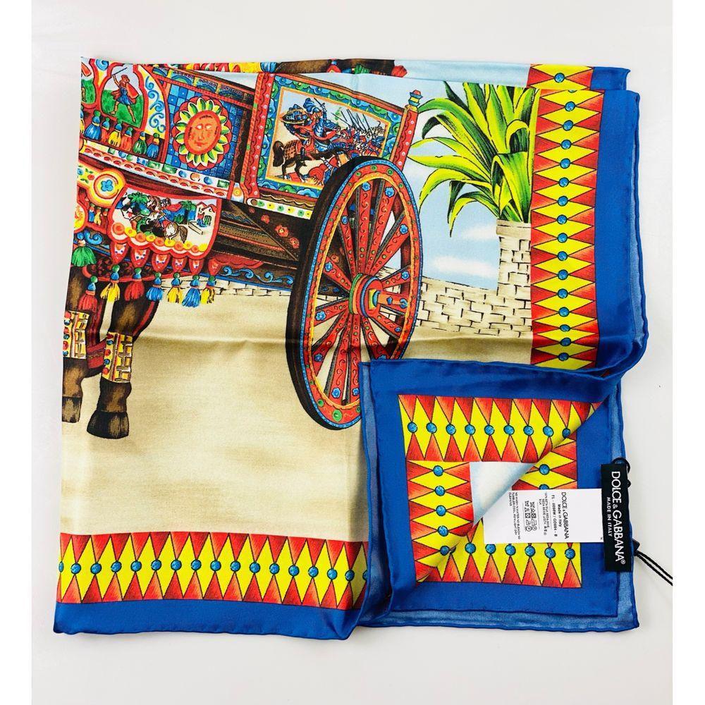 Brown Dolce & Gabbana Sicily Caretto Horse Printed Silk Scarf in Multicolour