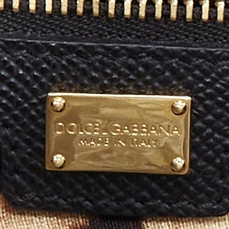 DOLCE GABBANA Sicily classic black grained leather gold hardware bag For Sale 5