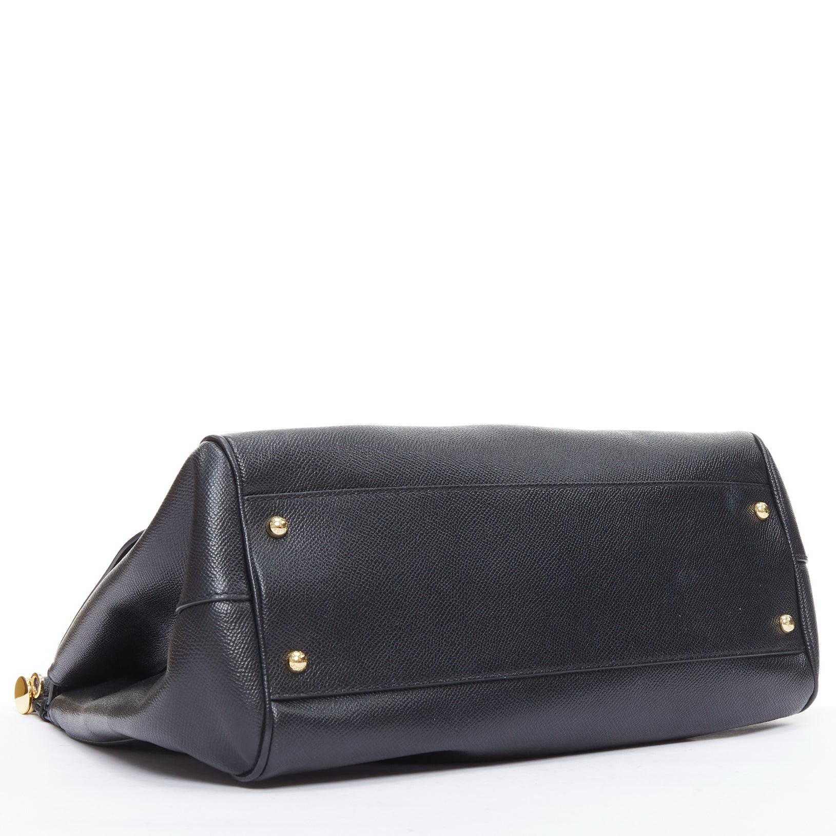 DOLCE GABBANA Sicily classic black grained leather gold hardware bag For Sale 1