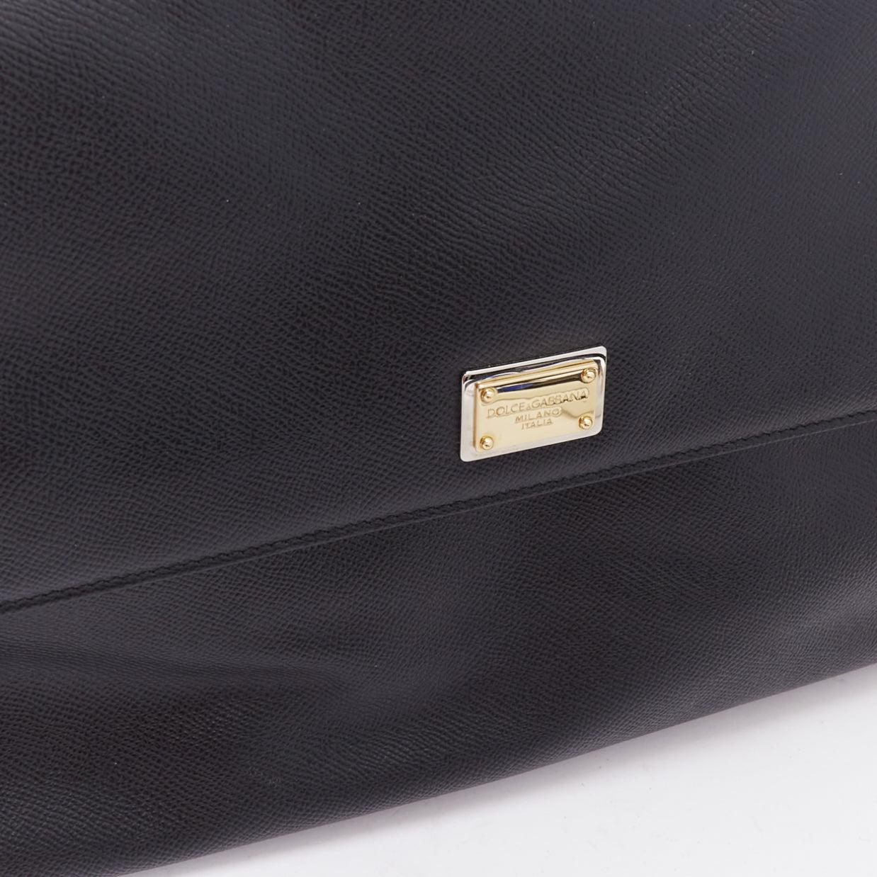 DOLCE GABBANA Sicily classic black grained leather gold hardware bag For Sale 2