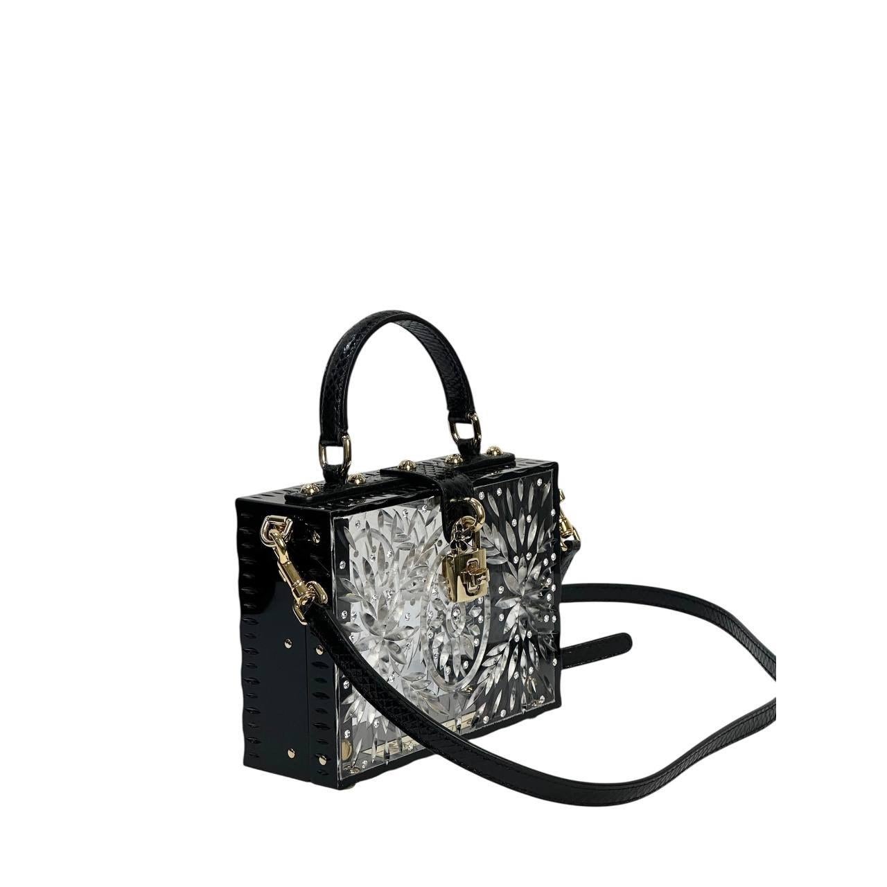 Black DOLCE & GABBANA Sicily Clear Plexiglass Cinderella Clutch For Sale