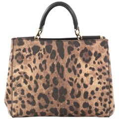 Dolce & Gabbana Sicily Convertible Shopping Tote Printed Leather Medium