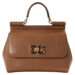 Dolce & Gabbana Sicily Large Swarovski Grained Beige