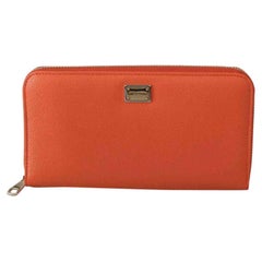 Dolce & Gabbana Orange Leder Continental Brieftasche Geldbörse Clutch aus Kalbsleder