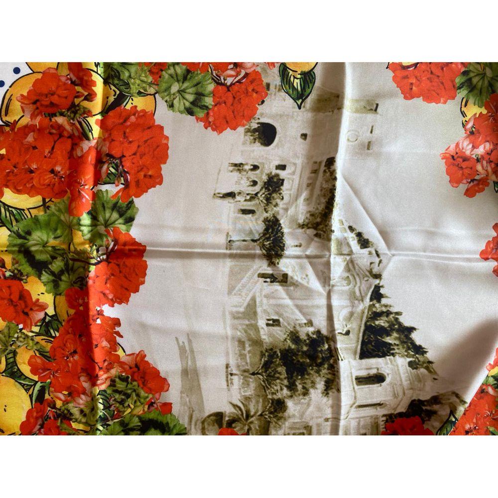 Dolce & Gabbana Sicily Printed Silk Scarf in Multicolour In Good Condition For Sale In WELWYN, GB