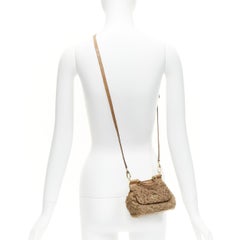 DOLCE GABBANA Sicily shearling lamb fur embossed leather mini crossbody bag