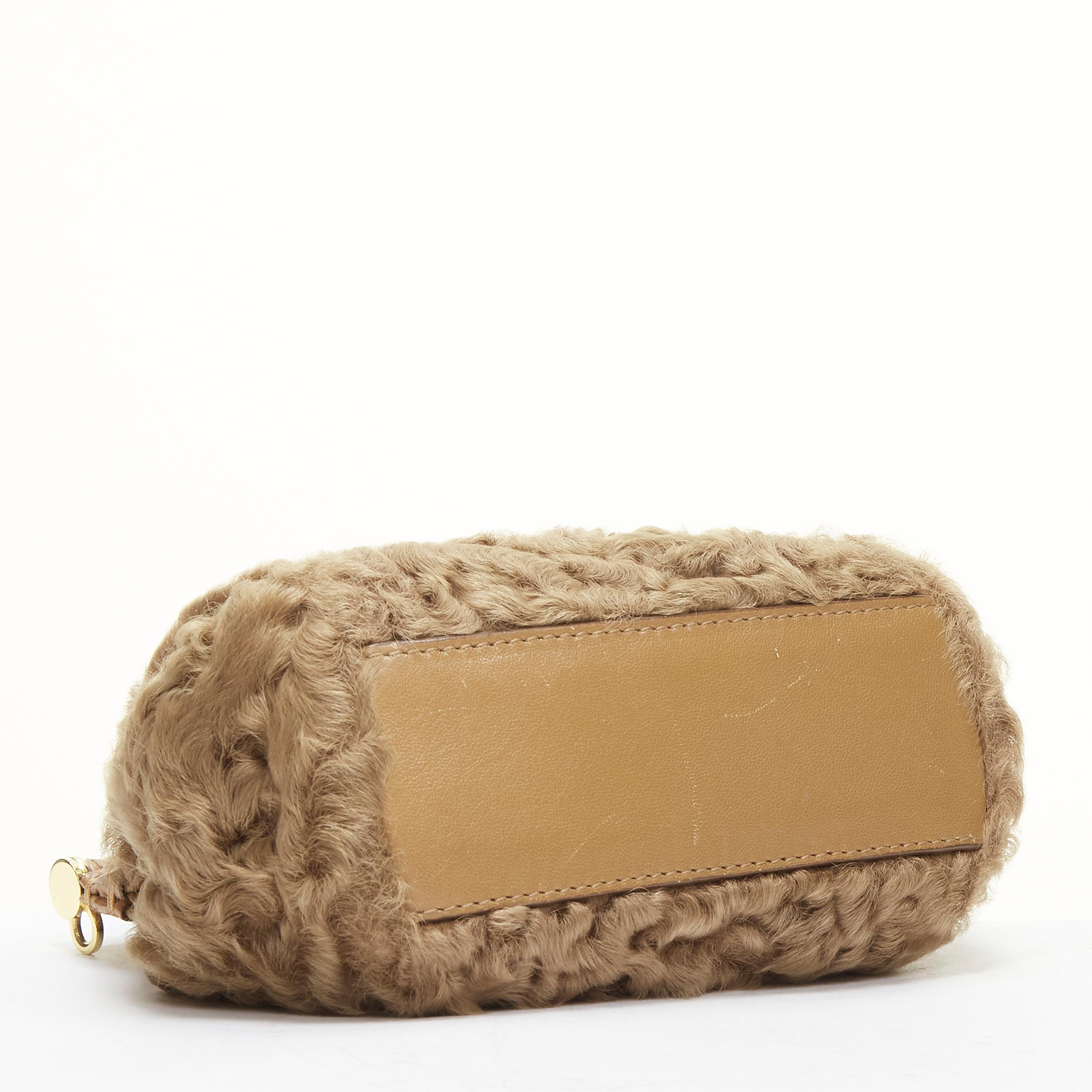 DOLCE GABBANA Sicily shearling lamb fur embossed leather mini crossbody bag 2