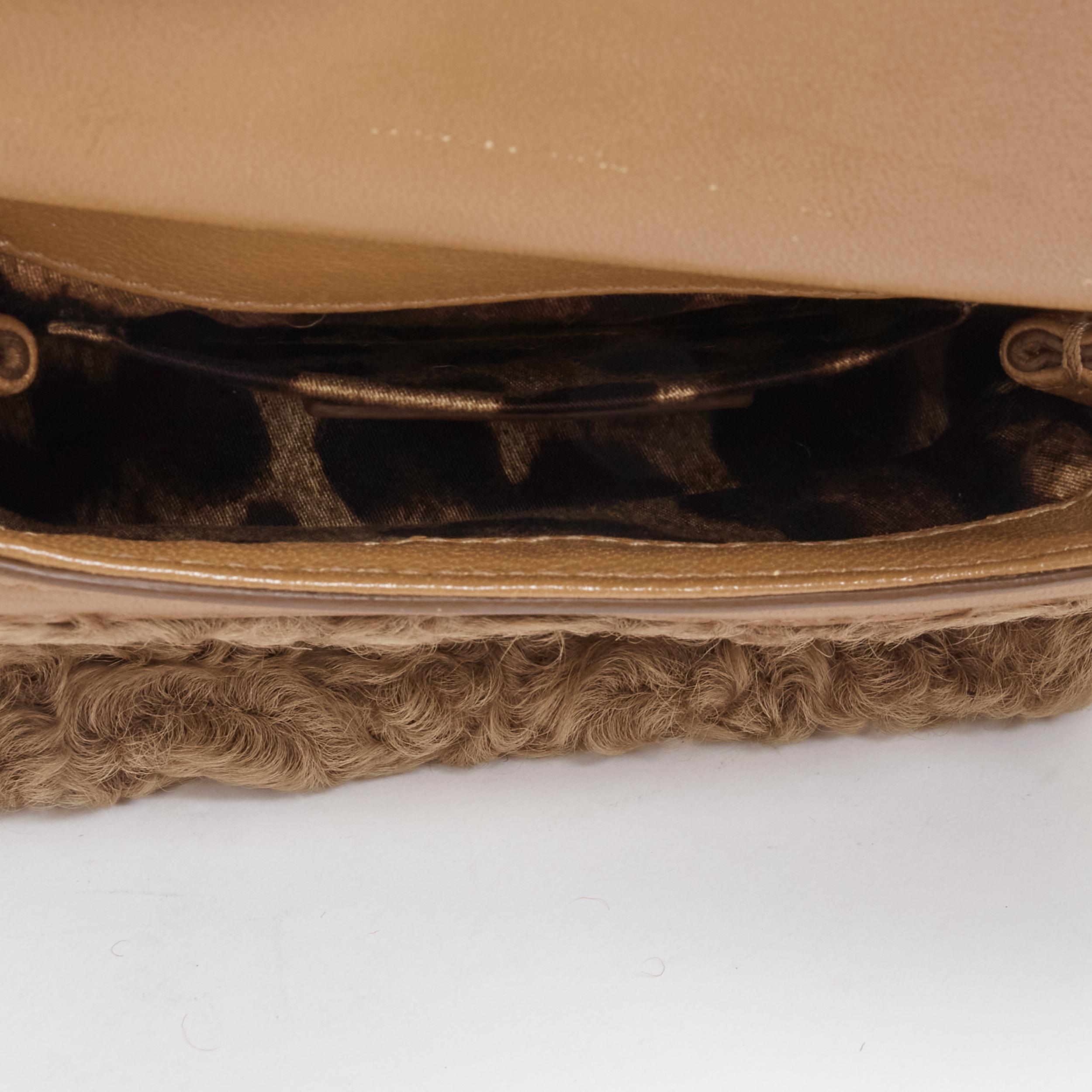 DOLCE GABBANA Sicily shearling lamb fur embossed leather mini crossbody bag 5