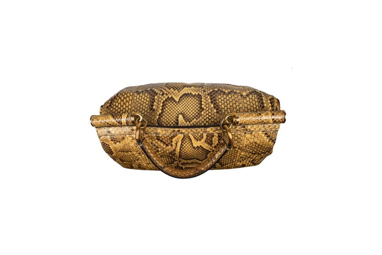 Medium Sicily Python Print Leather Top Handle Bag