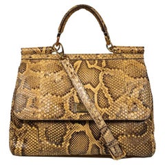 Used Dolce Gabbana Sicily Tote Bag Python Leather