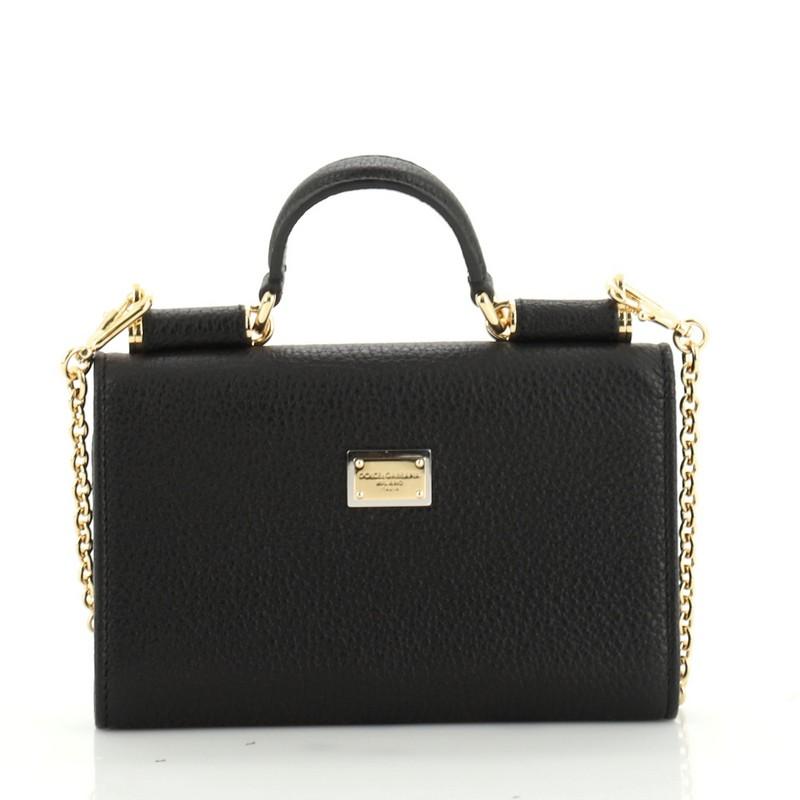Dolce & Gabbana Sicily Wallet on Chain Embellished Leather Mini In Good Condition In NY, NY