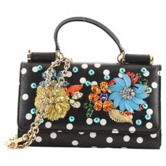 Dolce & Gabbana Sicily Wallet on Chain Embellished Printed Leather Mini