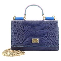 Dolce & Gabbana Sicily Wallet on Chain Lizard Embossed Leather