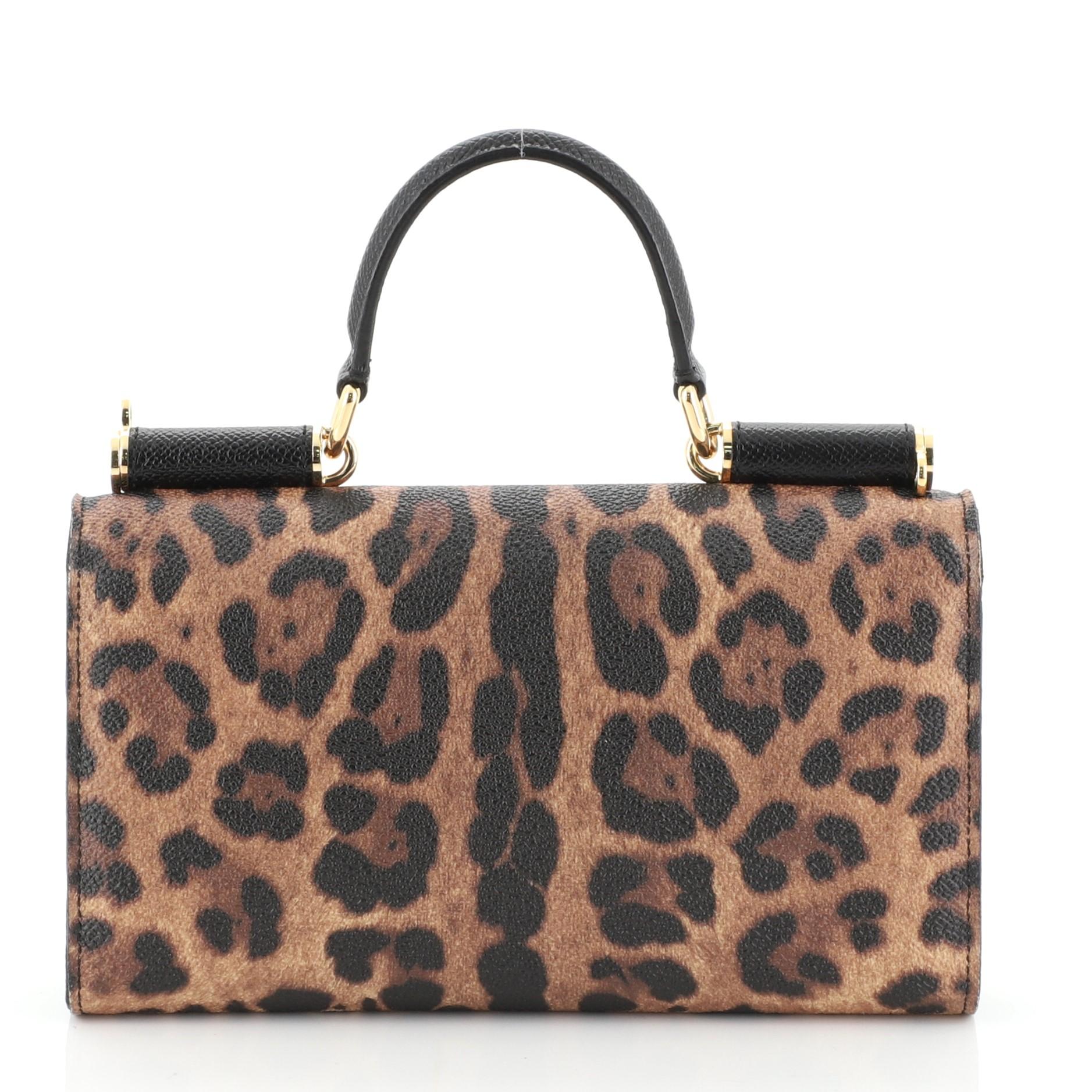Dolce and Gabbana Sicily Wallet on Chain Printed Leather Mini at