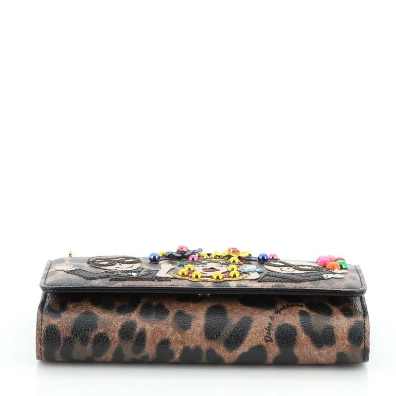 Black Dolce & Gabbana Sicily Wallet on Chain Printed Leather Mini