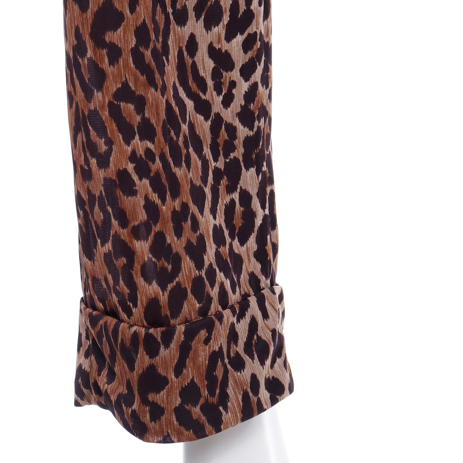 Dolce & Gabbana Silk 2pc Leopard Print Sheer Blouse & High Waist Pants Outfit For Sale 7