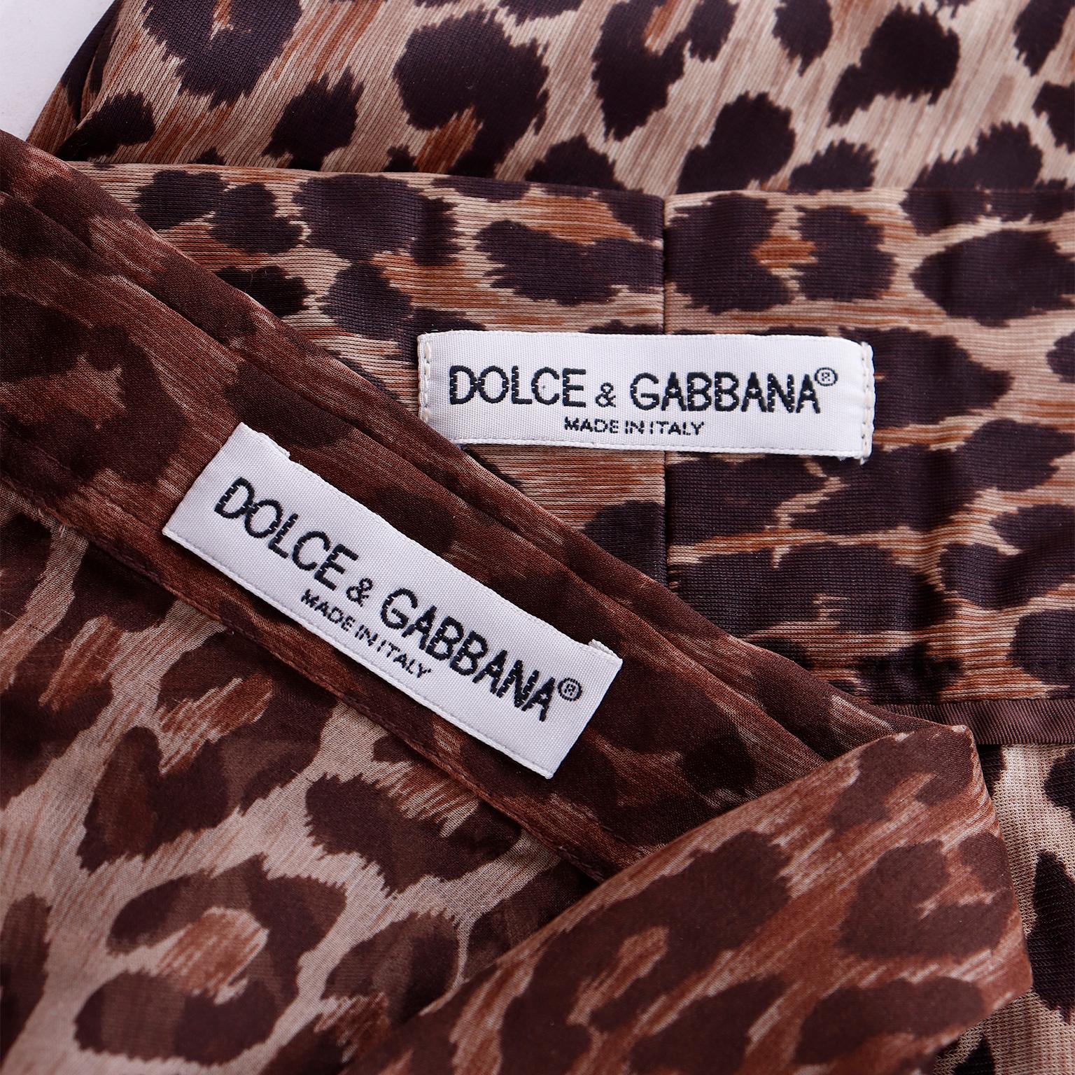 Dolce & Gabbana Silk 2pc Leopard Print Sheer Blouse & High Waist Pants Outfit For Sale 8