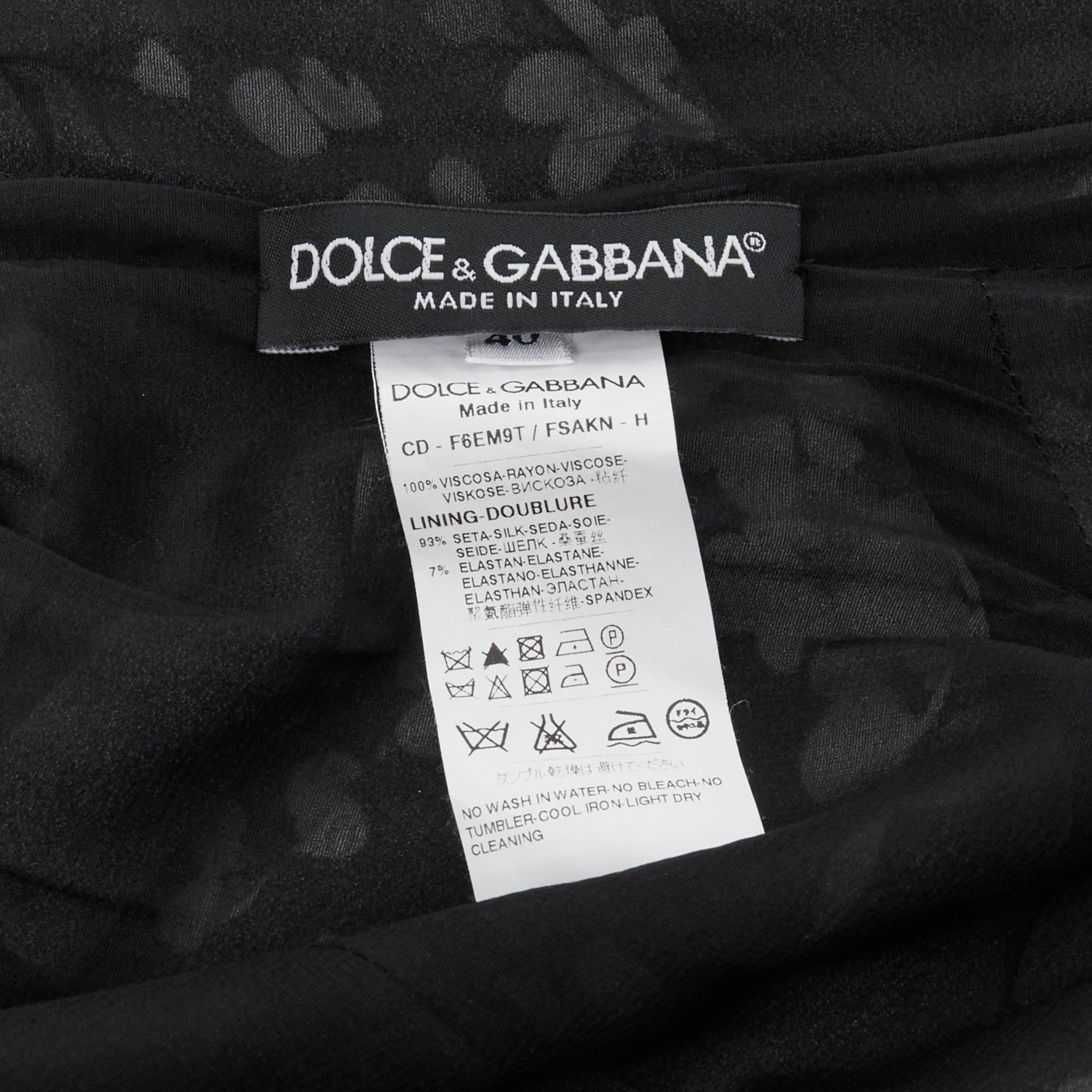DOLCE GABBANA silk black white green floral print ruched bodycon dress IT40 XS For Sale 4