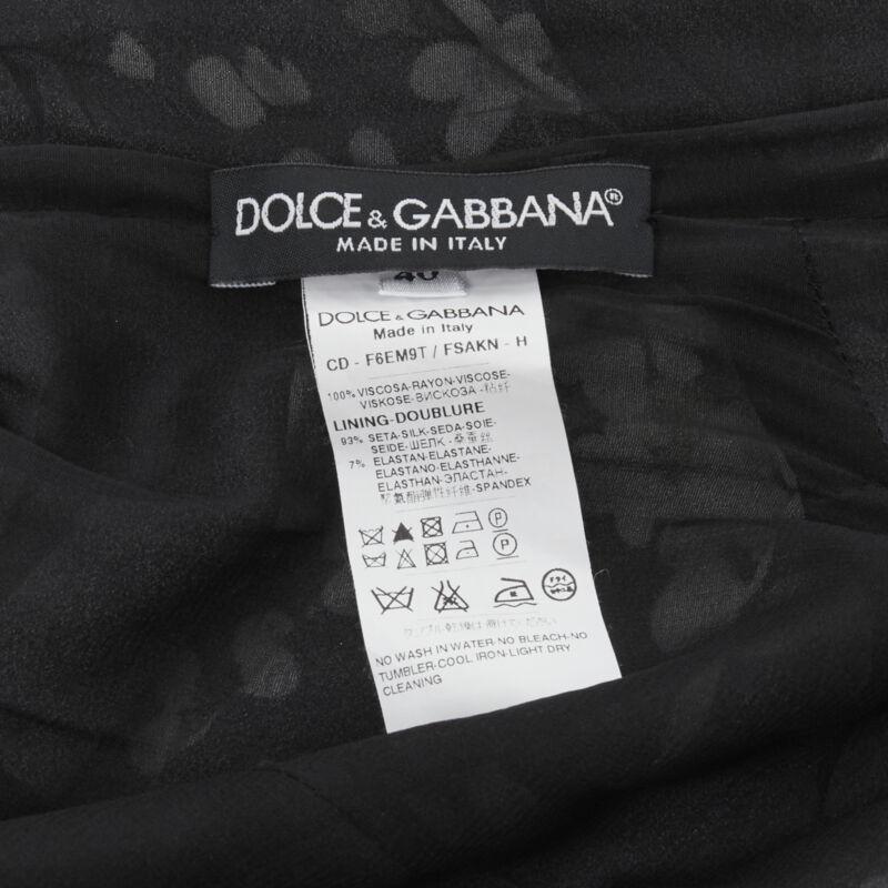 DOLCE GABBANA seda negro blanco verde estampado floral vestido bodycon fruncido IT40 XS en venta 7