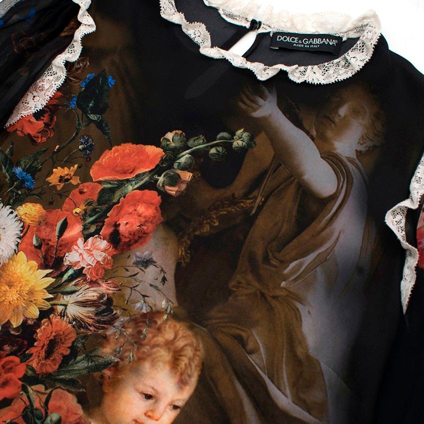Black Dolce & Gabbana Silk Cherub Printed Blouse 40 IT