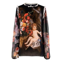 Dolce & Gabbana Silk Cherub Printed Blouse 40 IT