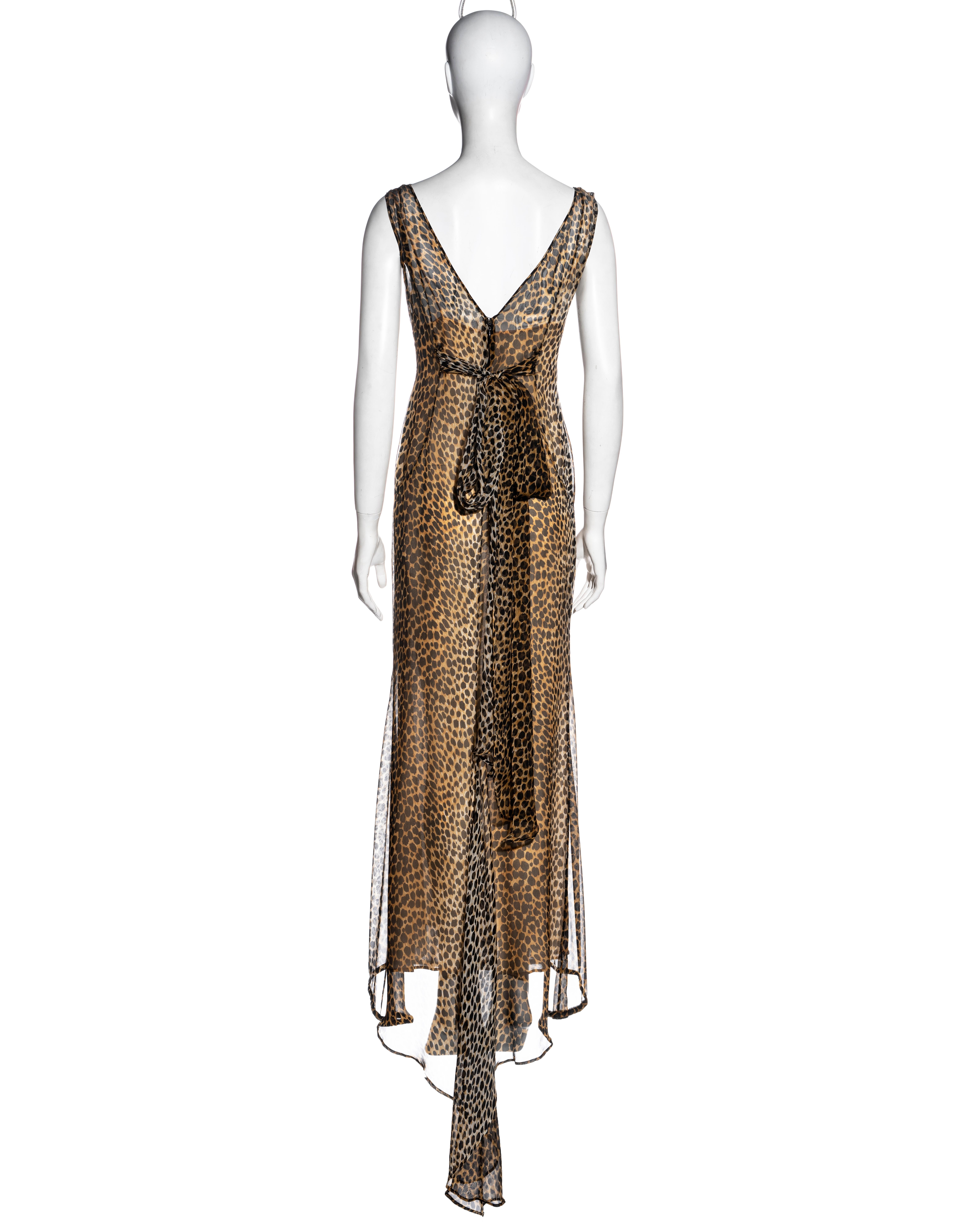 Dolce & Gabbana silk chiffon cheetah print evening slip dress, fw 1996 5